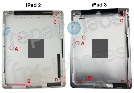 ipad2 vs ipad3 rear casing