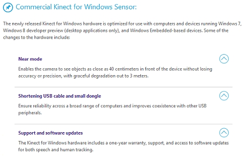microsoft kinect pc hardware changes