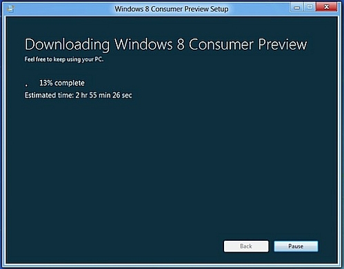 windows 8 consumer preview installation progress
