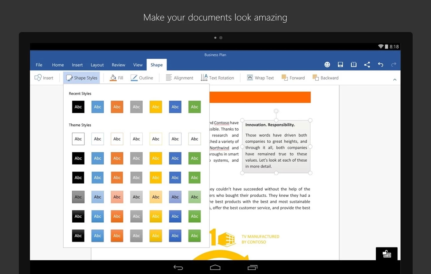 Microsoft Office for Android tablets now available