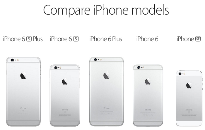 compare iphone models spring 2016