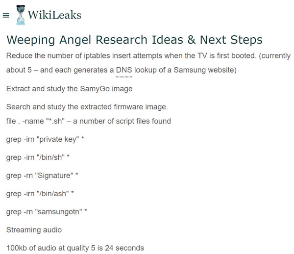 wikileaks vault 7 weeping angel smart tv exploit