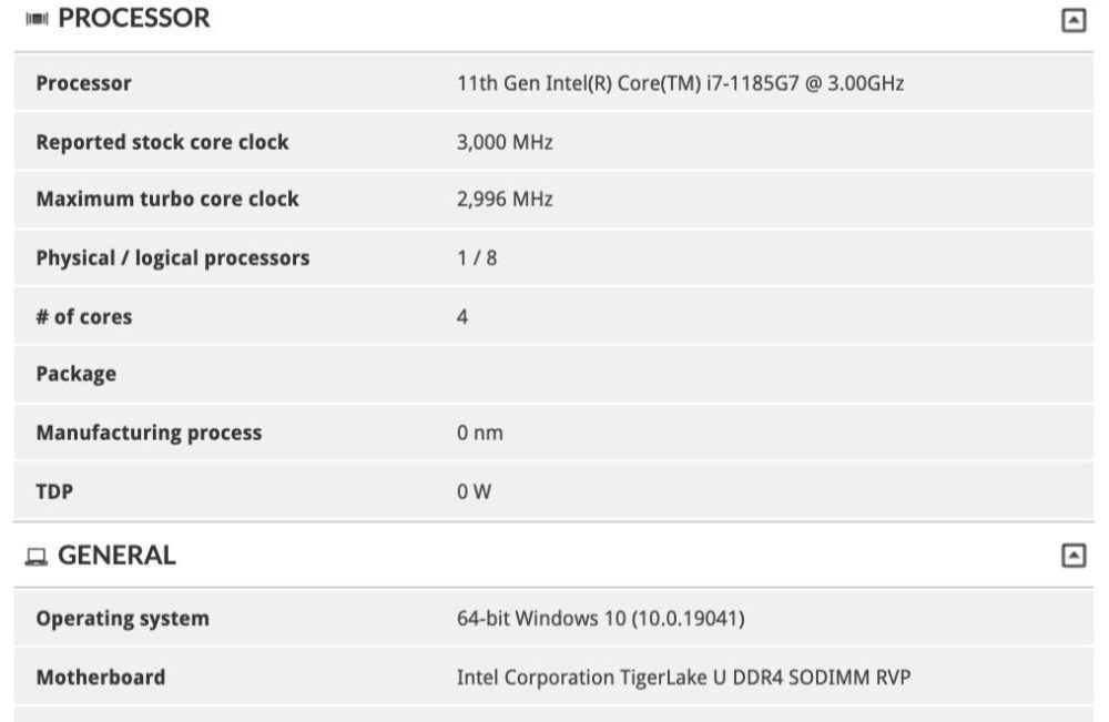 Intel Tiger Lake 11 i7 1185G7 1000x651