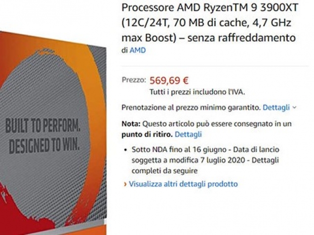 AMD Ryzen 9 3900XT, Ryzen 5 3600XT listed by Amazon Italy
